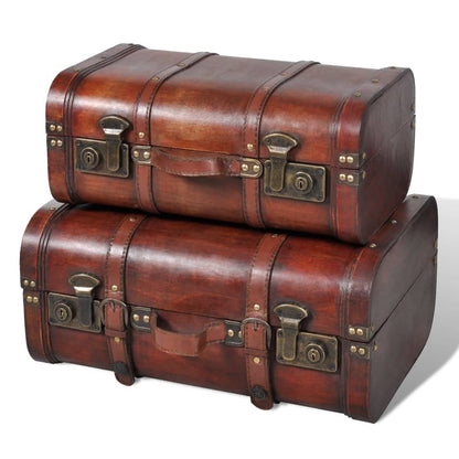 Wooden Treasure Chest 2 pcs Vintage Brown - OLBRIT