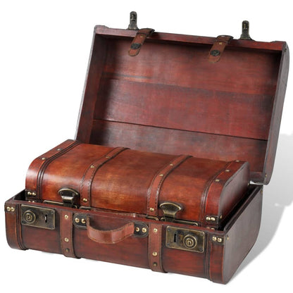 Wooden Treasure Chest 2 pcs Vintage Brown - OLBRIT