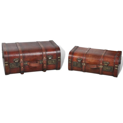 Wooden Treasure Chest 2 pcs Vintage Brown - OLBRIT