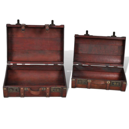 Wooden Treasure Chest 2 pcs Vintage Brown - OLBRIT