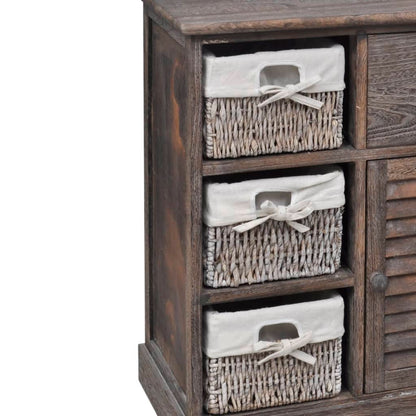Wooden Cabinet 3 Left Weaving Baskets Brown - OLBRIT