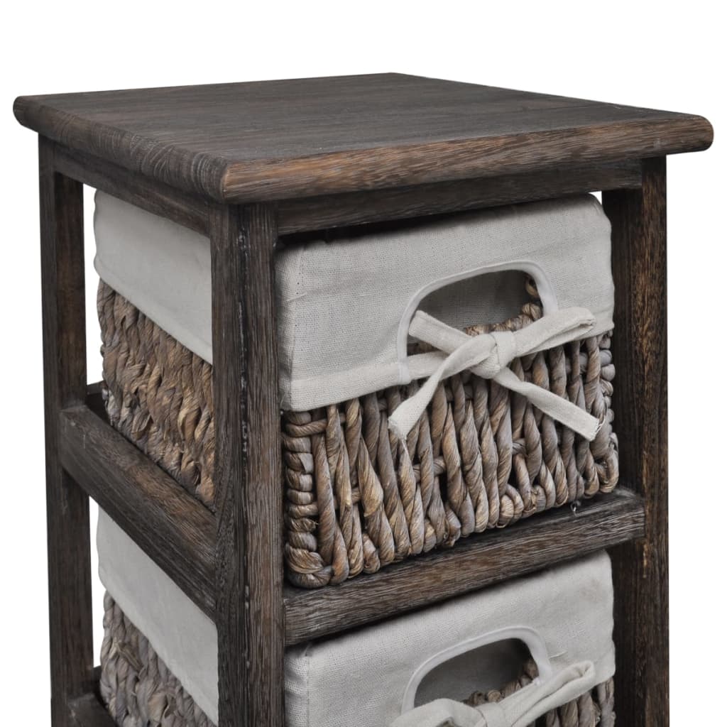 Wooden Storage Rack 5 Weaving Baskets Brown - OLBRIT