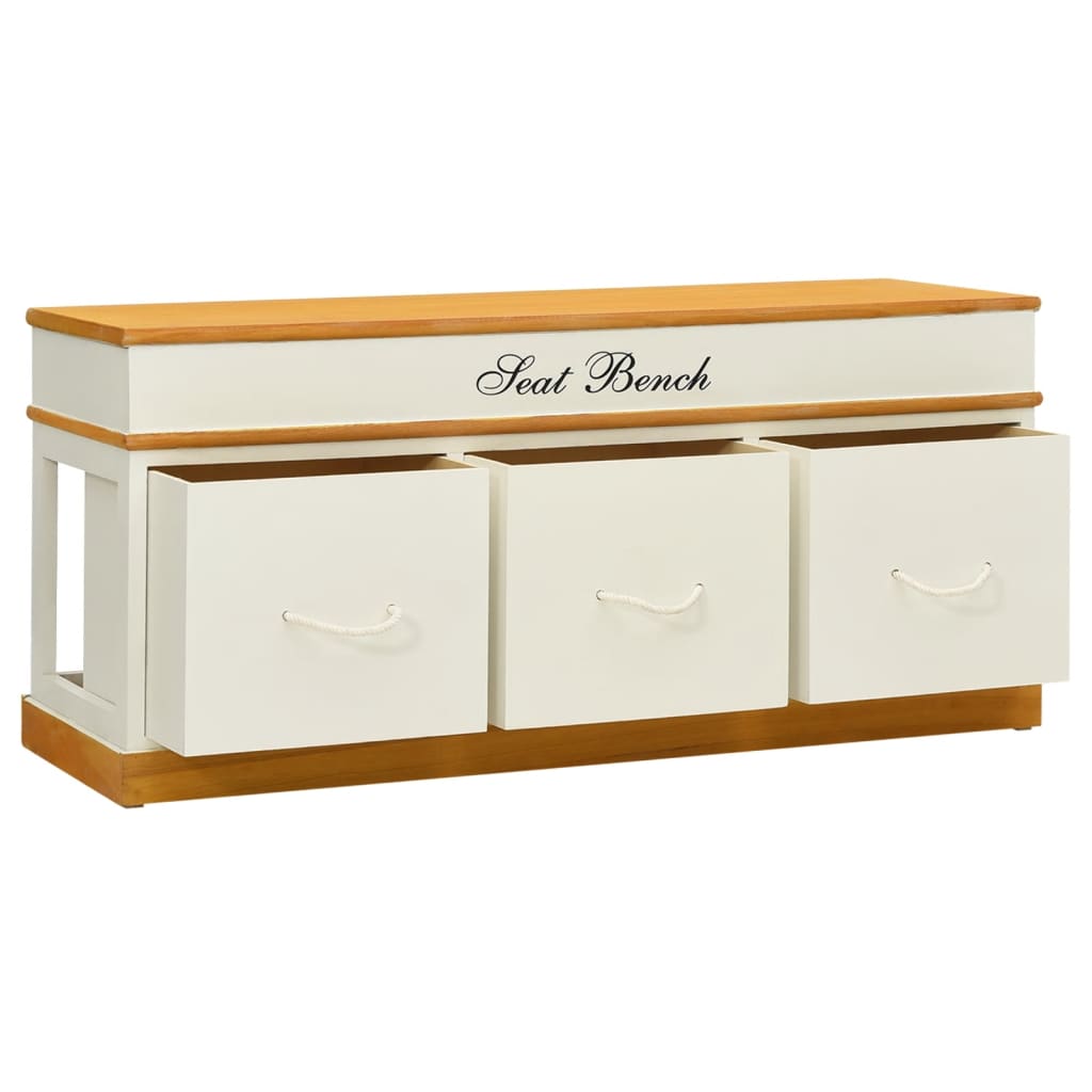 Storage Bench Solid Paulownia Wood 100 cm - OLBRIT