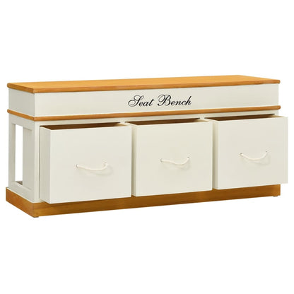 Storage Bench Solid Paulownia Wood 100 cm - OLBRIT