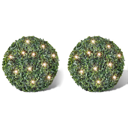 Artificial Leaf Topiary Ball 27 cm Solar LED String 2 pcs - OLBRIT