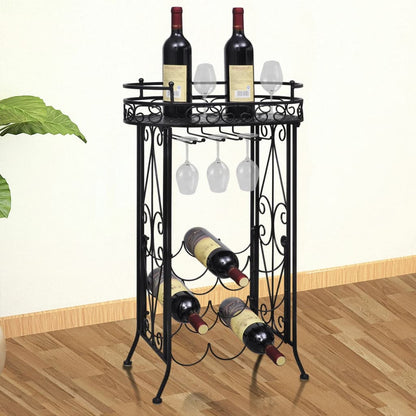 Wine Rack with Glass Holder for 9 Bottles Metal - OLBRIT