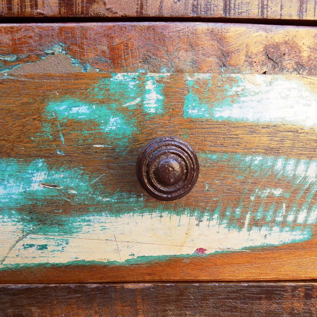 Coffee Table with Curved Edge 1 Drawer Reclaimed Wood - OLBRIT