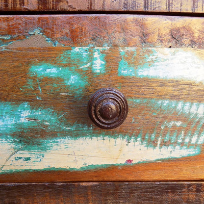 Coffee Table with Curved Edge 1 Drawer Reclaimed Wood - OLBRIT