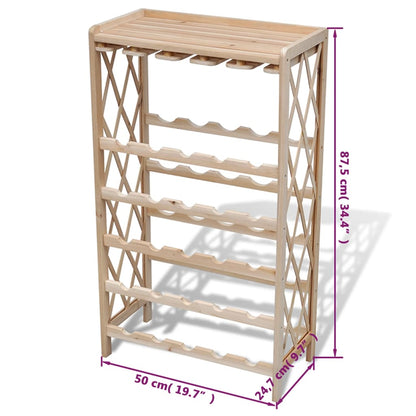 Wine Rack for 25 Bottles Solid Fir Wood - OLBRIT