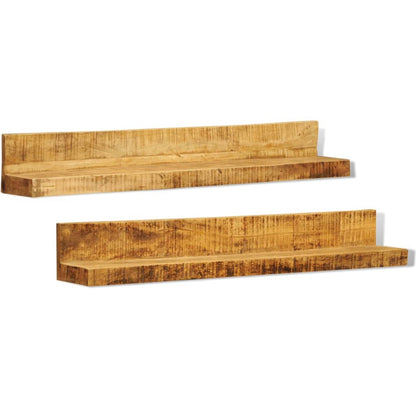 Display Shelf 2 pcs Solid Wood Wall Mounted - OLBRIT