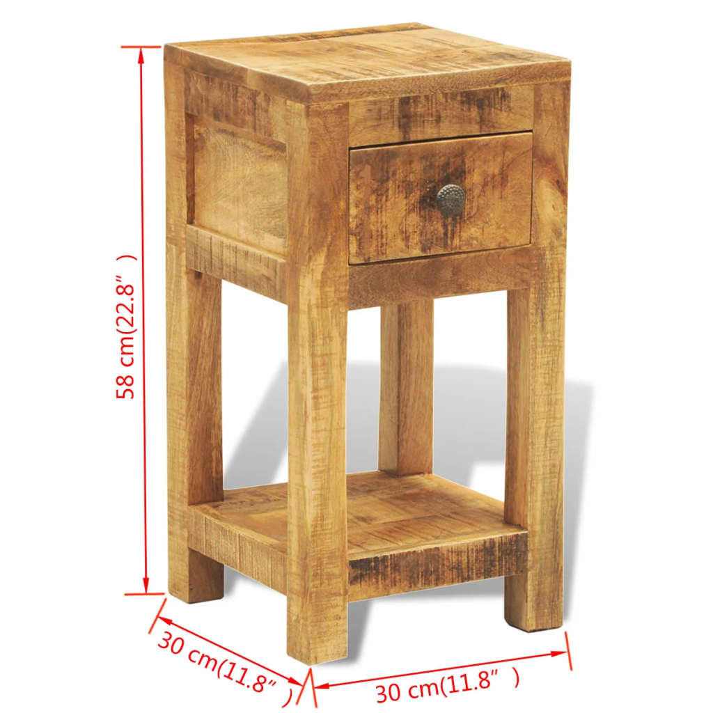 Nightstand with 1 Drawer Solid Mango Wood - OLBRIT