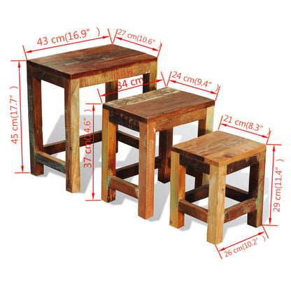 Nesting Table Set 3 Pieces Vintage Reclaimed Wood - OLBRIT