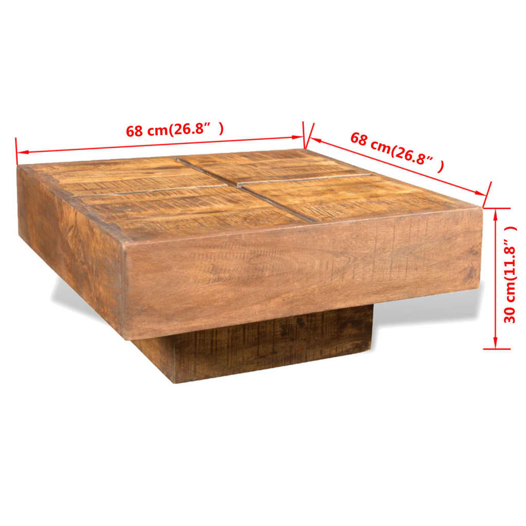 Coffee Table Brown Square Solid Mango Wood - OLBRIT