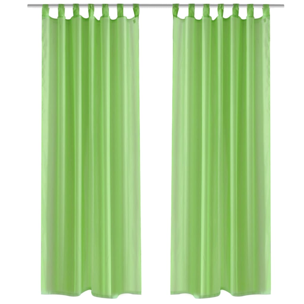Apple Green Sheer Curtain 140 x 175 cm 2 pcs - OLBRIT