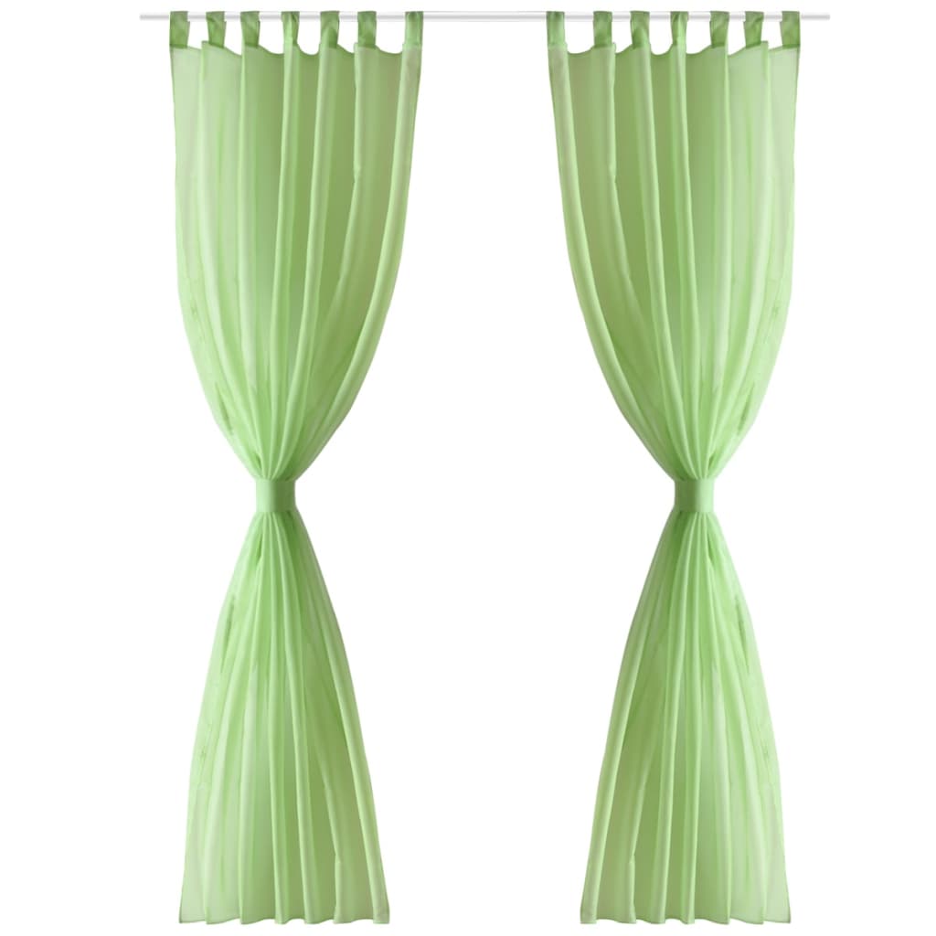 Apple Green Sheer Curtain 140 x 175 cm 2 pcs - OLBRIT