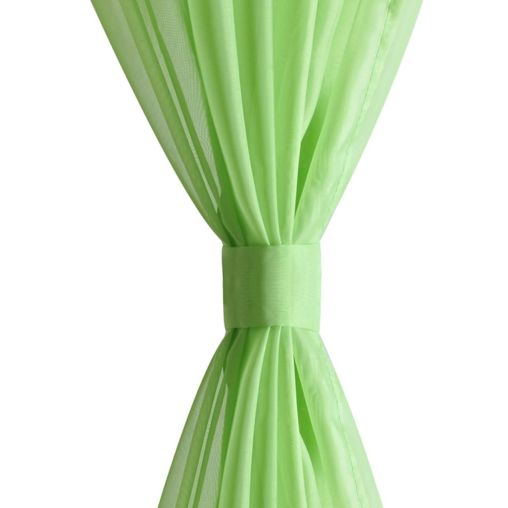 Apple Green Sheer Curtain 140 x 175 cm 2 pcs - OLBRIT