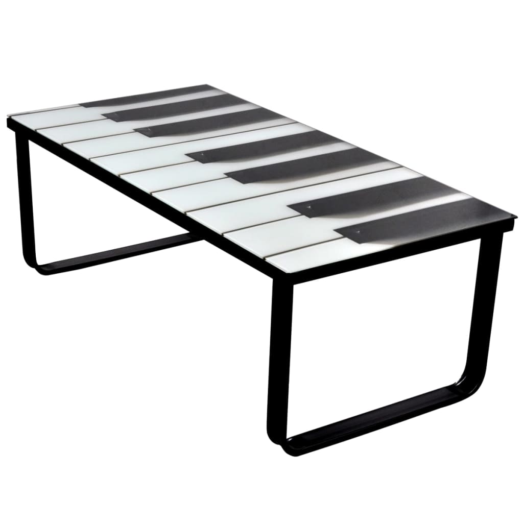 Coffee Table with Piano Printing Glass Top - OLBRIT