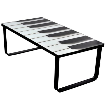Coffee Table with Piano Printing Glass Top - OLBRIT
