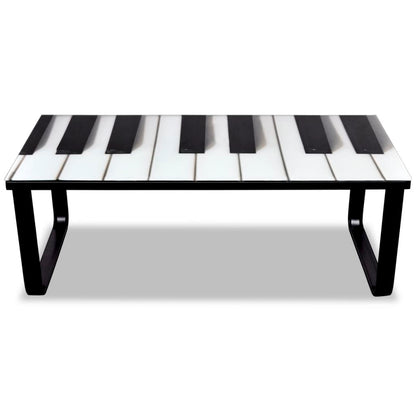 Coffee Table with Piano Printing Glass Top - OLBRIT