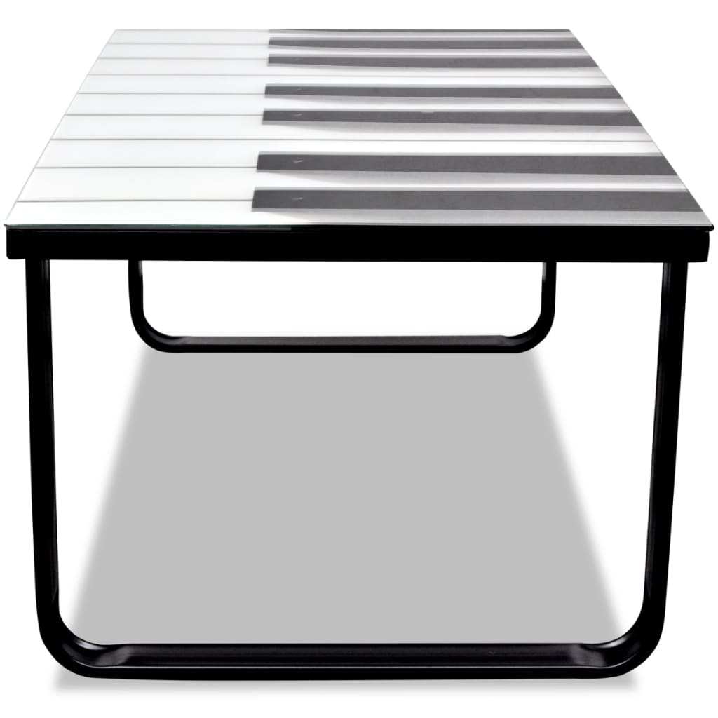 Coffee Table with Piano Printing Glass Top - OLBRIT