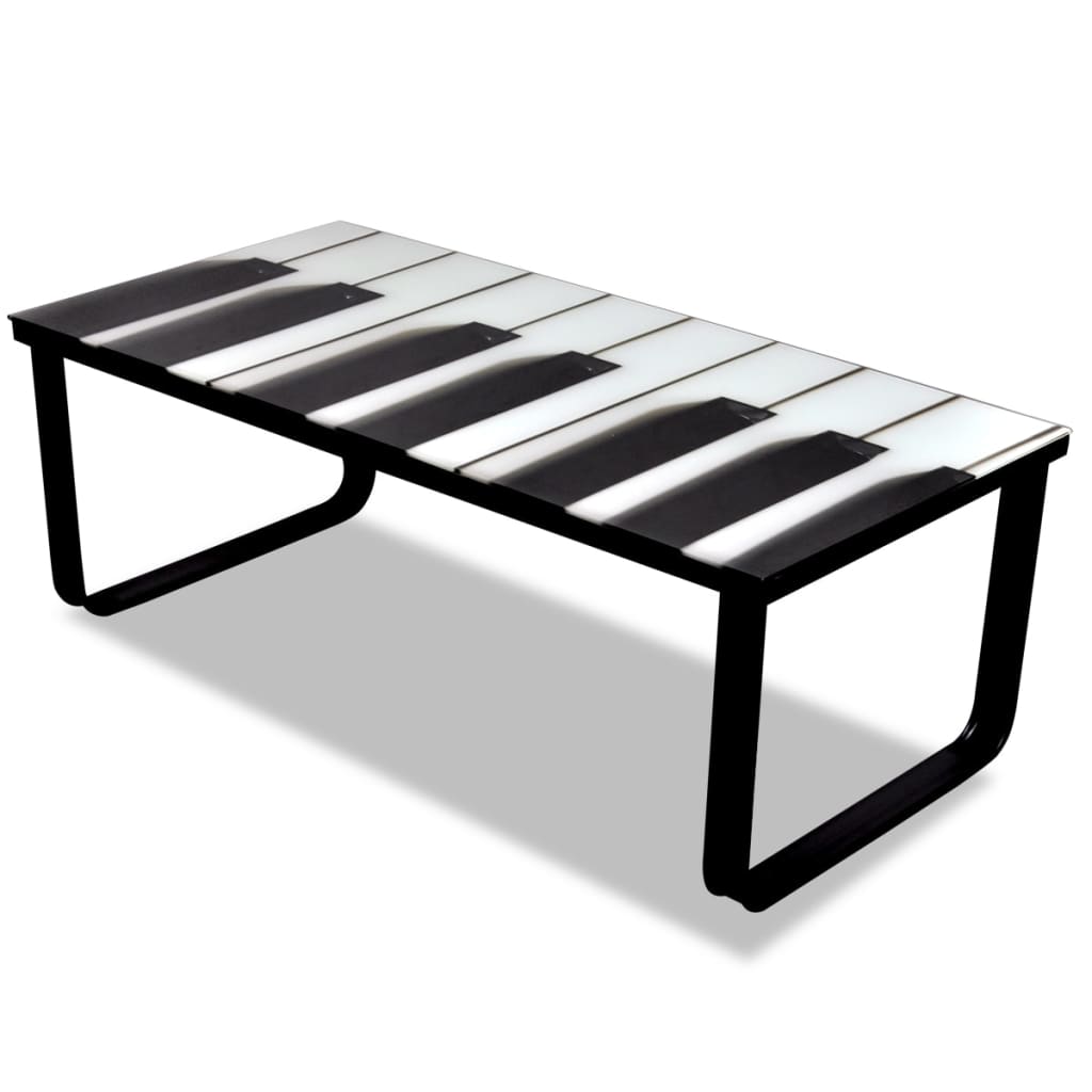 Coffee Table with Piano Printing Glass Top - OLBRIT