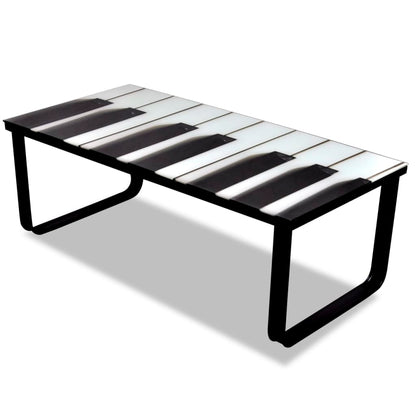 Coffee Table with Piano Printing Glass Top - OLBRIT