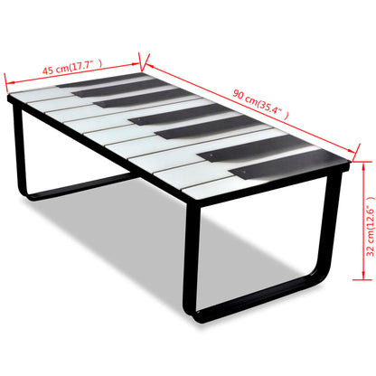 Coffee Table with Piano Printing Glass Top - OLBRIT