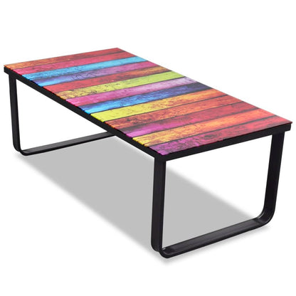 Coffee Table with Rainbow Printing Glass Top - OLBRIT