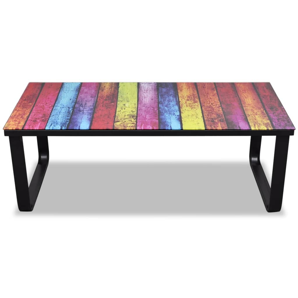 Coffee Table with Rainbow Printing Glass Top - OLBRIT