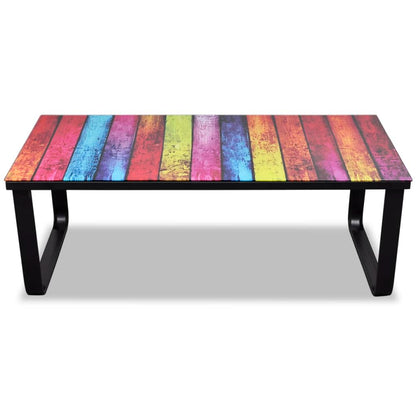 Coffee Table with Rainbow Printing Glass Top - OLBRIT