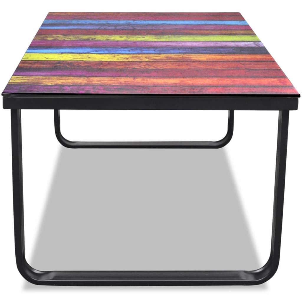 Coffee Table with Rainbow Printing Glass Top - OLBRIT