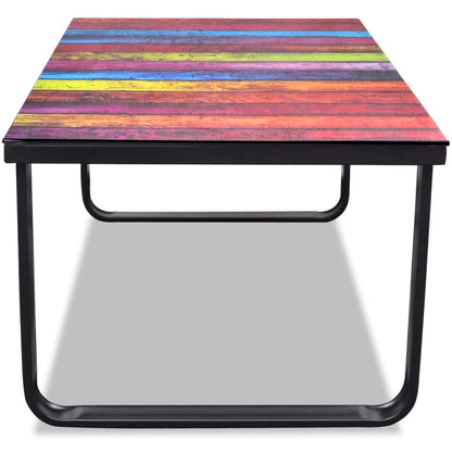 Coffee Table with Rainbow Printing Glass Top - OLBRIT