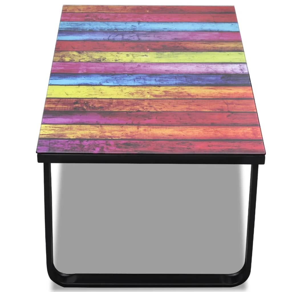 Coffee Table with Rainbow Printing Glass Top - OLBRIT