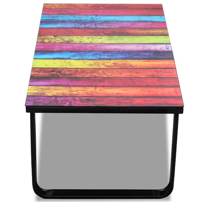 Coffee Table with Rainbow Printing Glass Top - OLBRIT