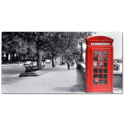 Coffee Table with Telephone Booth Printing Glass Top - OLBRIT