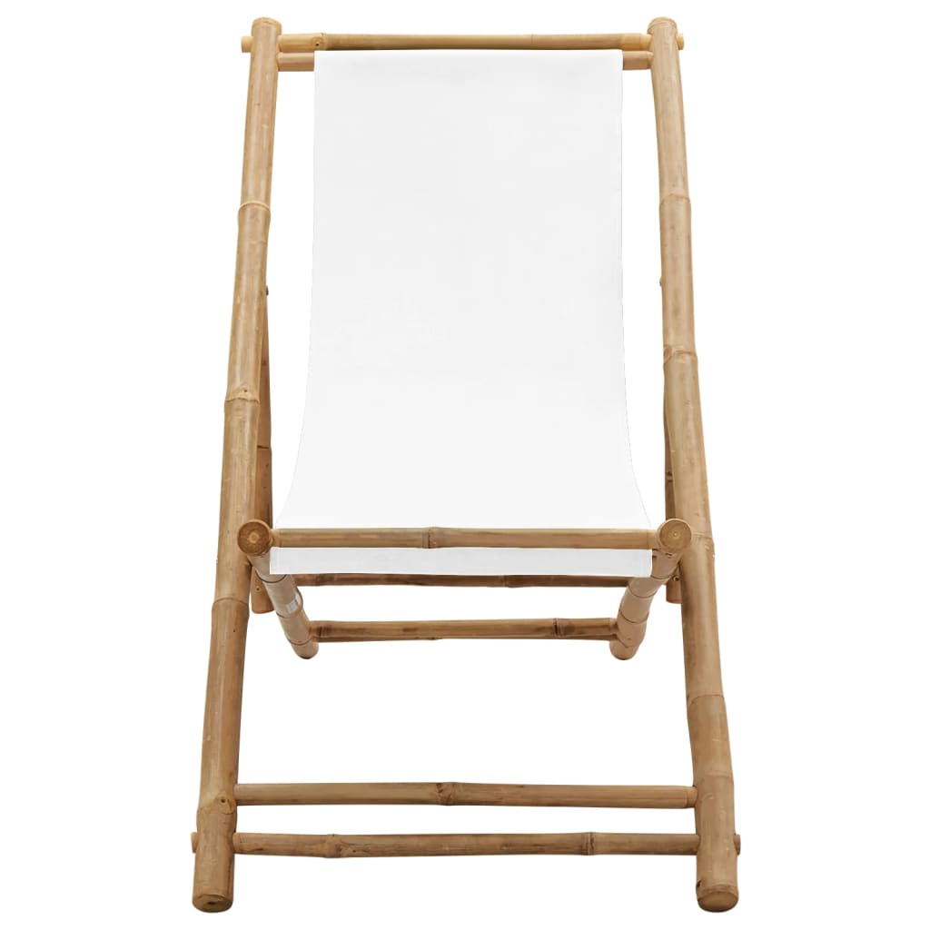 Outdoor Deck Chair Bamboo and Canvas - OLBRIT