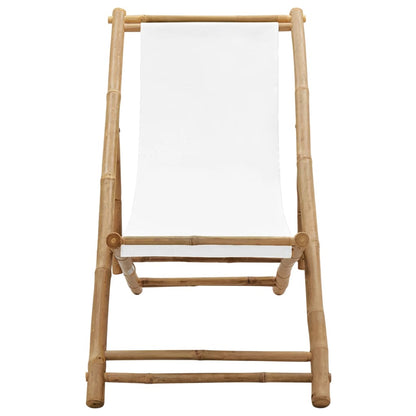 Outdoor Deck Chair Bamboo and Canvas - OLBRIT