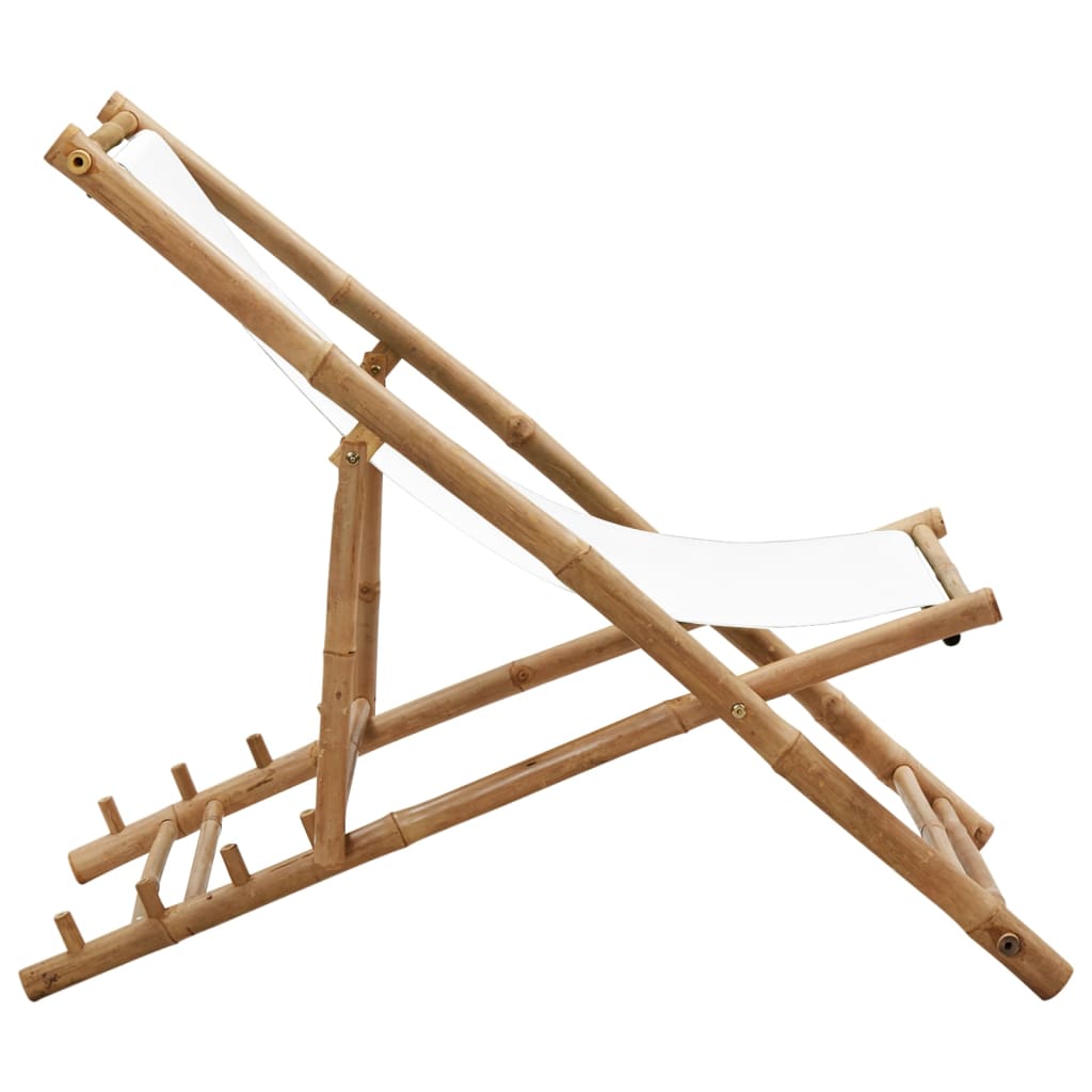 Outdoor Deck Chair Bamboo and Canvas - OLBRIT