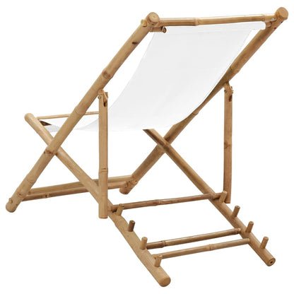 Outdoor Deck Chair Bamboo and Canvas - OLBRIT