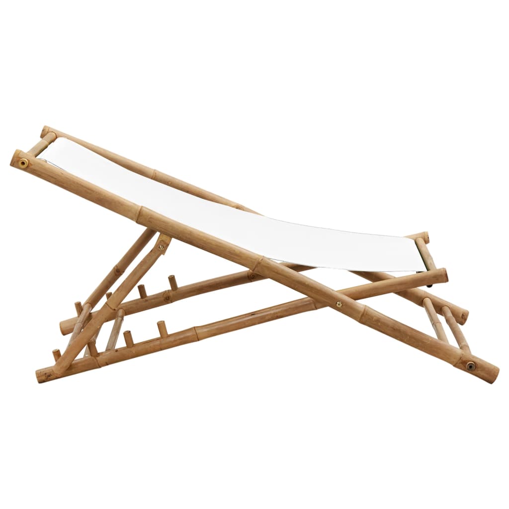 Outdoor Deck Chair Bamboo and Canvas - OLBRIT