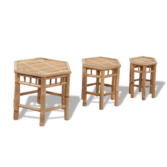 Garden Stools 3 pcs Bamboo - OLBRIT