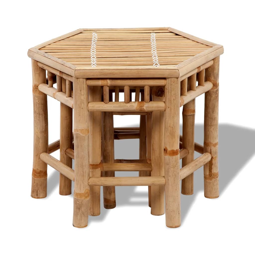 Garden Stools 3 pcs Bamboo - OLBRIT