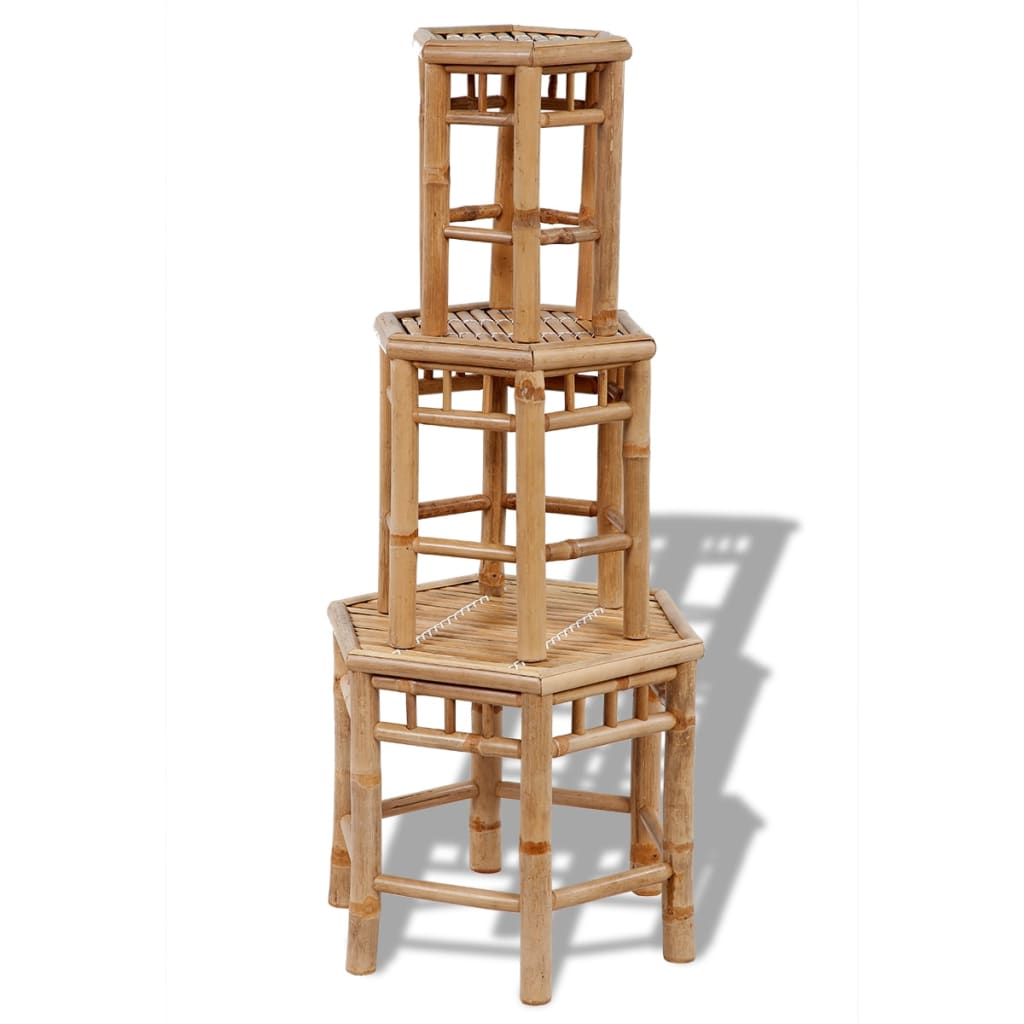 Garden Stools 3 pcs Bamboo - OLBRIT