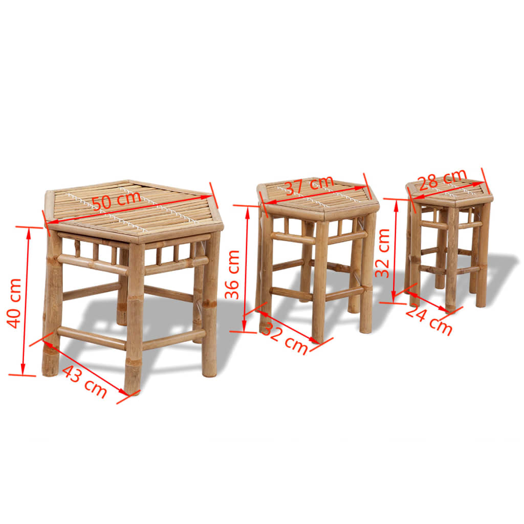 Garden Stools 3 pcs Bamboo - OLBRIT