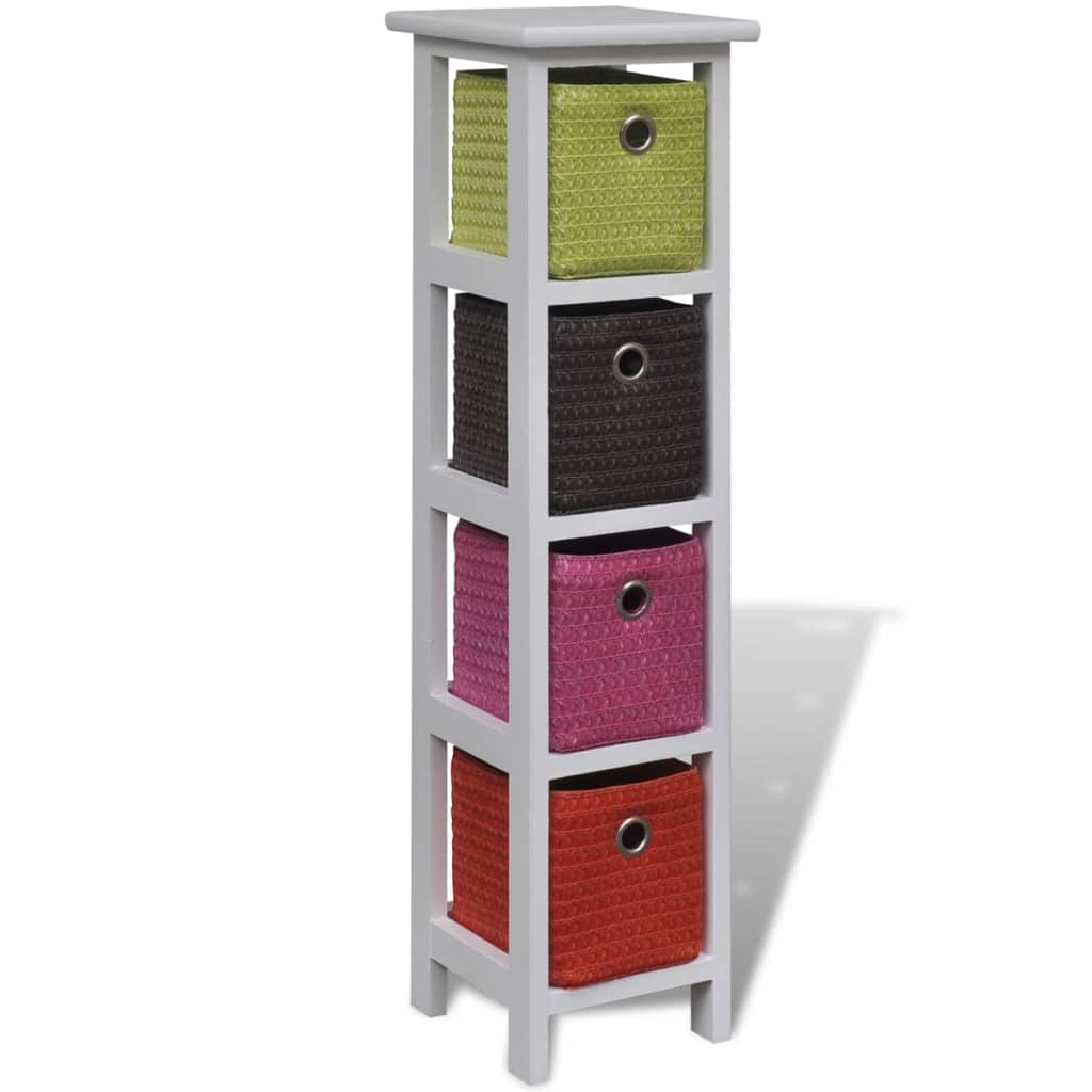 Storage Rack with Multi-colour Baskets Paulownia Wood - OLBRIT