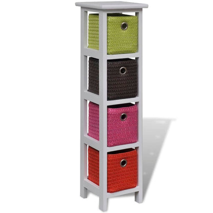 Storage Rack with Multi-colour Baskets Paulownia Wood - OLBRIT