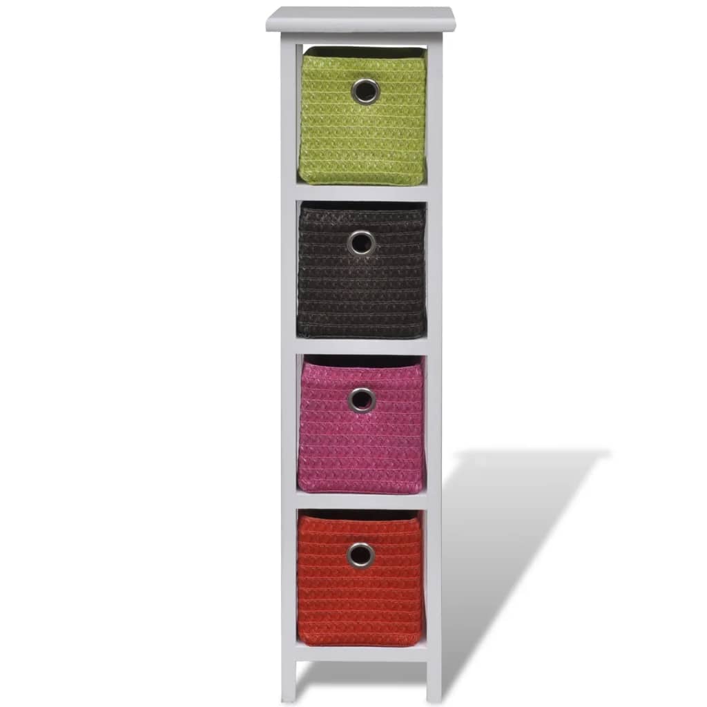 Storage Rack with Multi-colour Baskets Paulownia Wood - OLBRIT