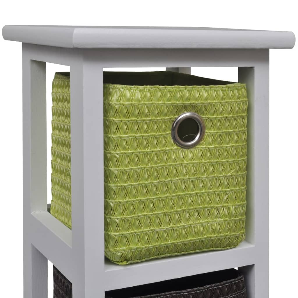 Storage Rack with Multi-colour Baskets Paulownia Wood - OLBRIT