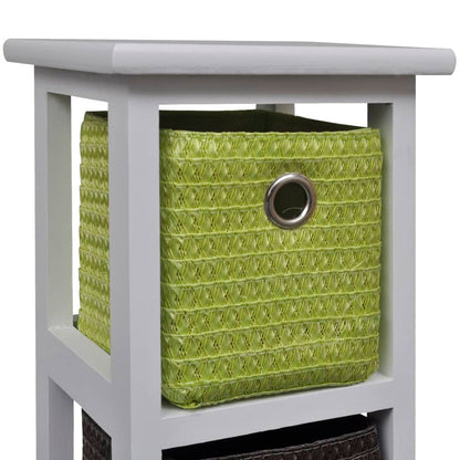 Storage Rack with Multi-colour Baskets Paulownia Wood - OLBRIT