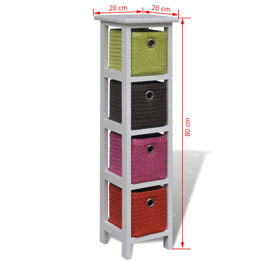 Storage Rack with Multi-colour Baskets Paulownia Wood - OLBRIT
